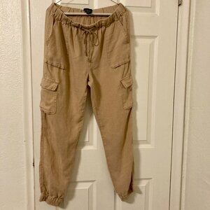 Great Condition, SZ M, 100% LINEN, Nicole Miller New York Joggers, Beige